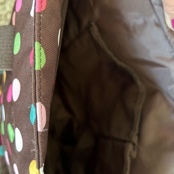 Pottery Barn Brown Polka Dots Travel Tote Bag and Small Toiletry Cosmetic Bag - Picture 4 of 14